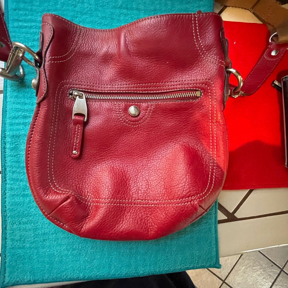 Red B. Markowsky leather purse. Very gently used. 12” wide. Like new